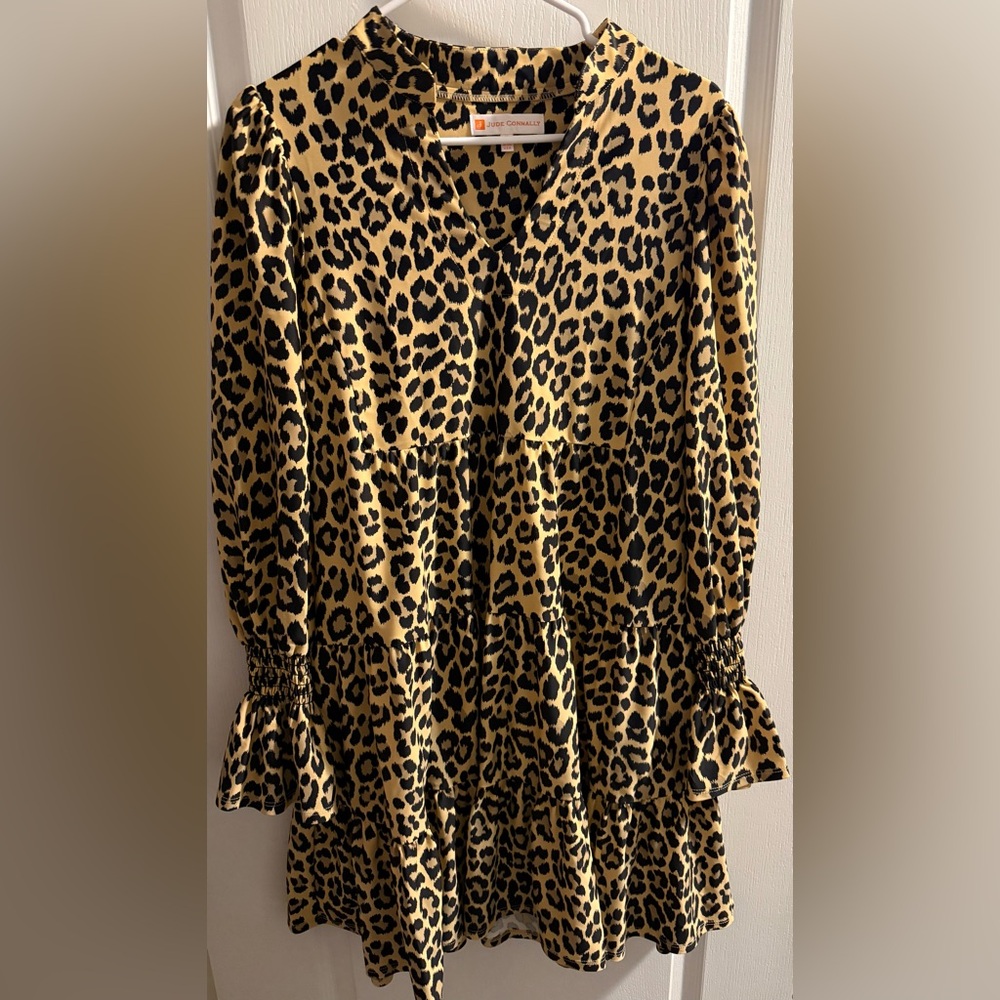 Jude Connally Leopard Print Long Sleeve Dress